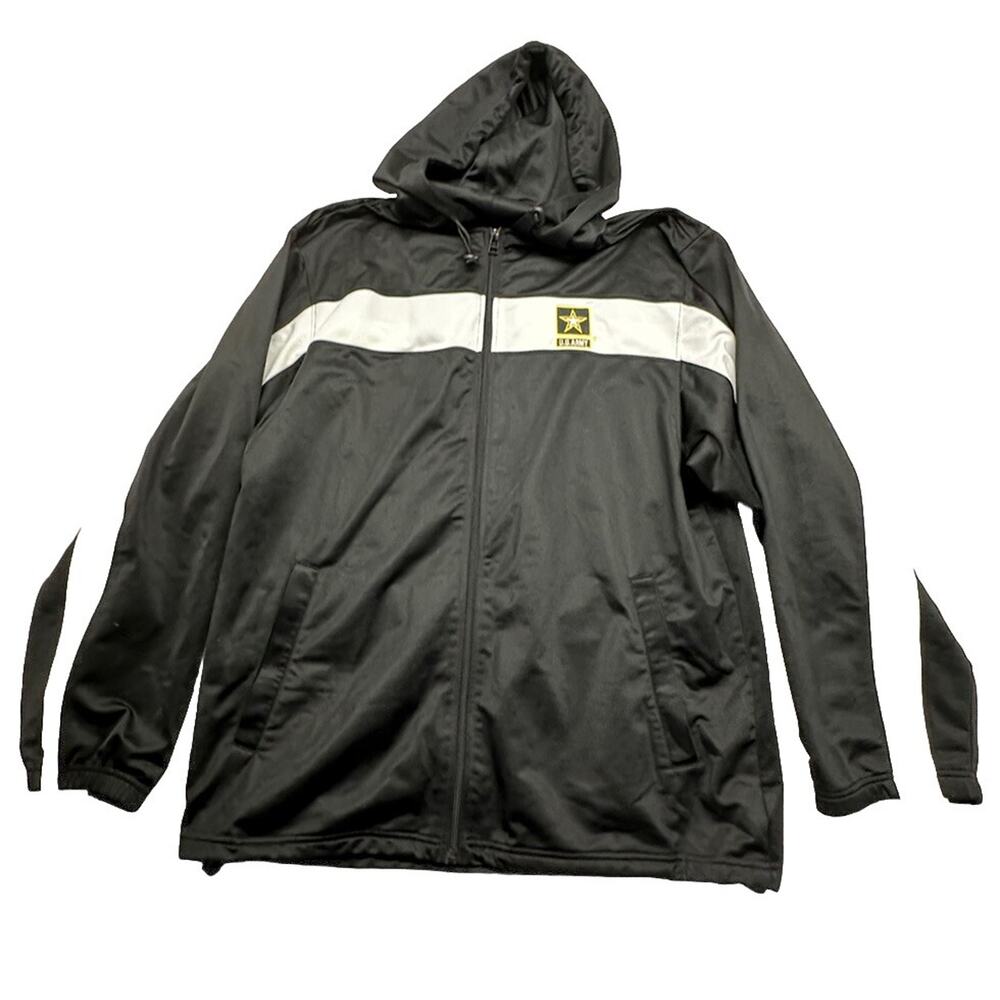 US ARMY Military Black White Large Hooded Drawstring Coat Jacket Badger Sport